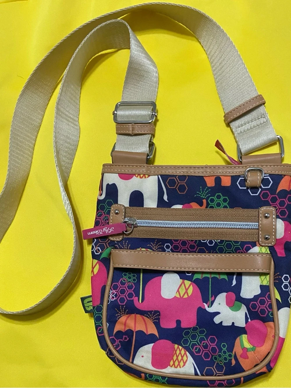 Lily Bloom Pink-Lined Multicolor Zip Pouch Crossbody Bag